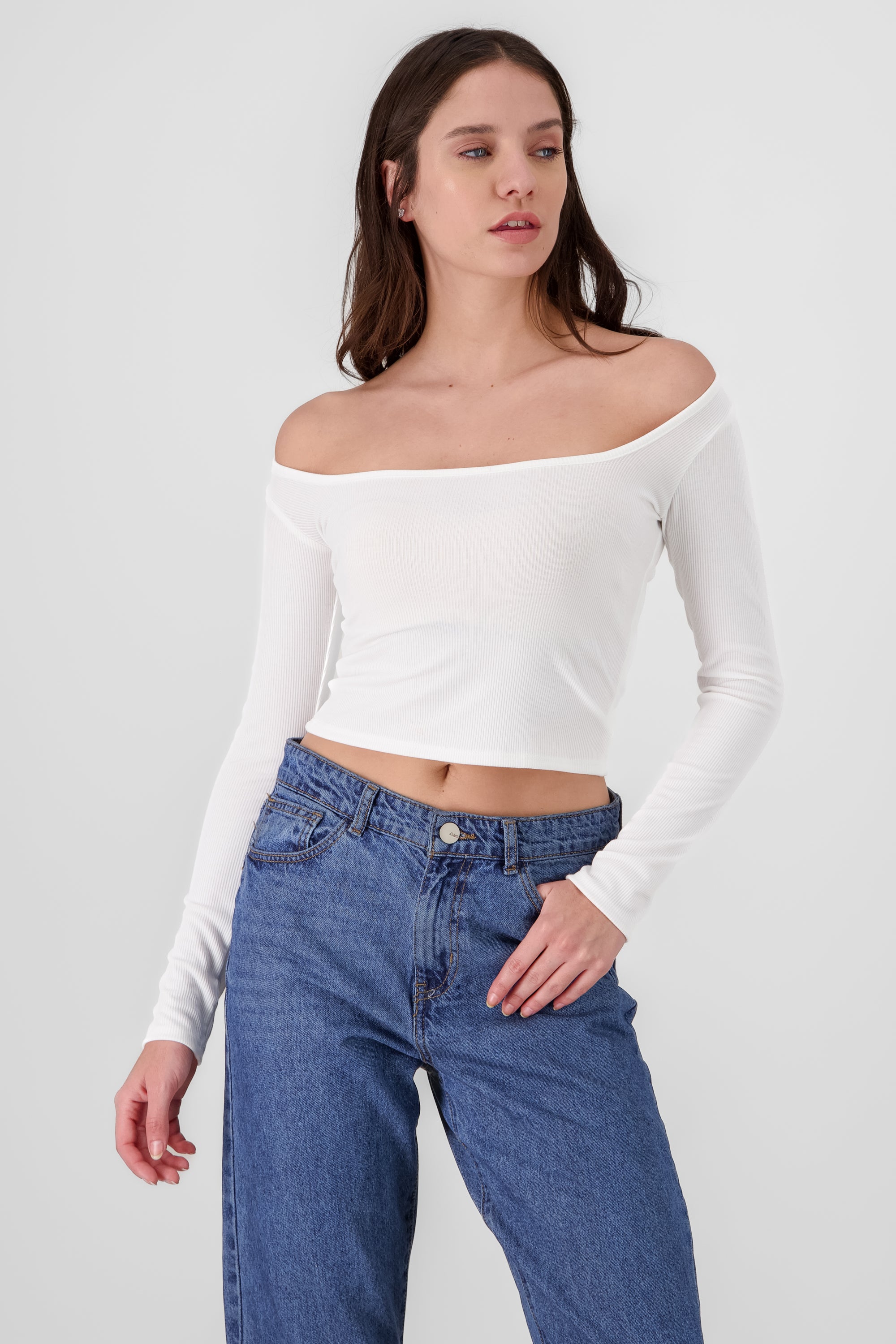 Solid Ribbed Long Sleeve Top