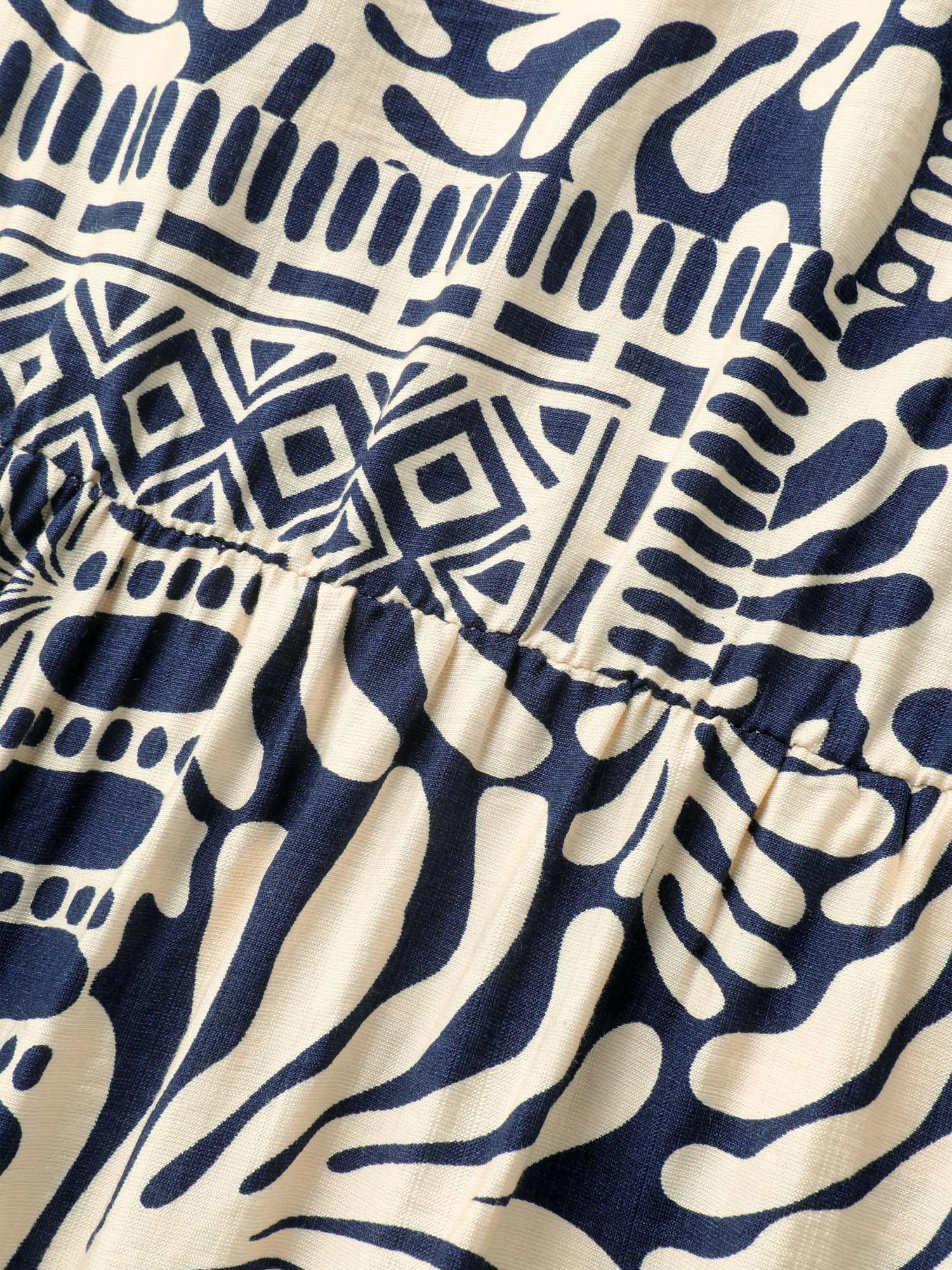 Geometric Collage Print Pockets Midi Dress