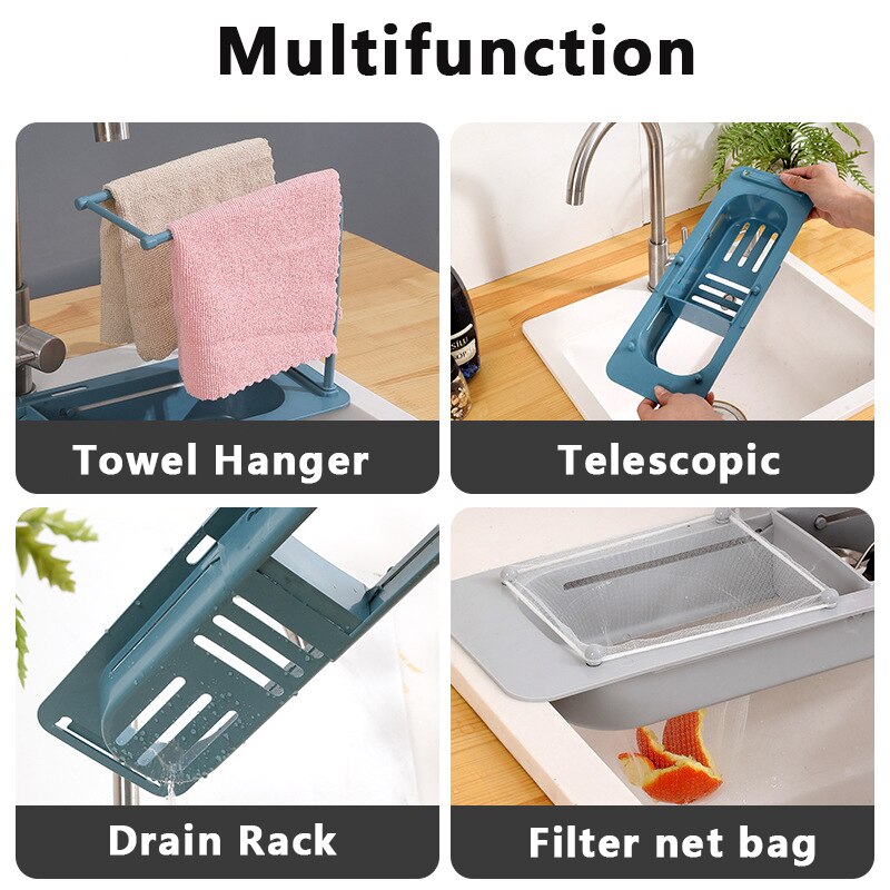 💥Last Day Promotion - 50% OFF💥 Telescopic Sink Holder Rack Set - BUY 2 GET 1 FREE