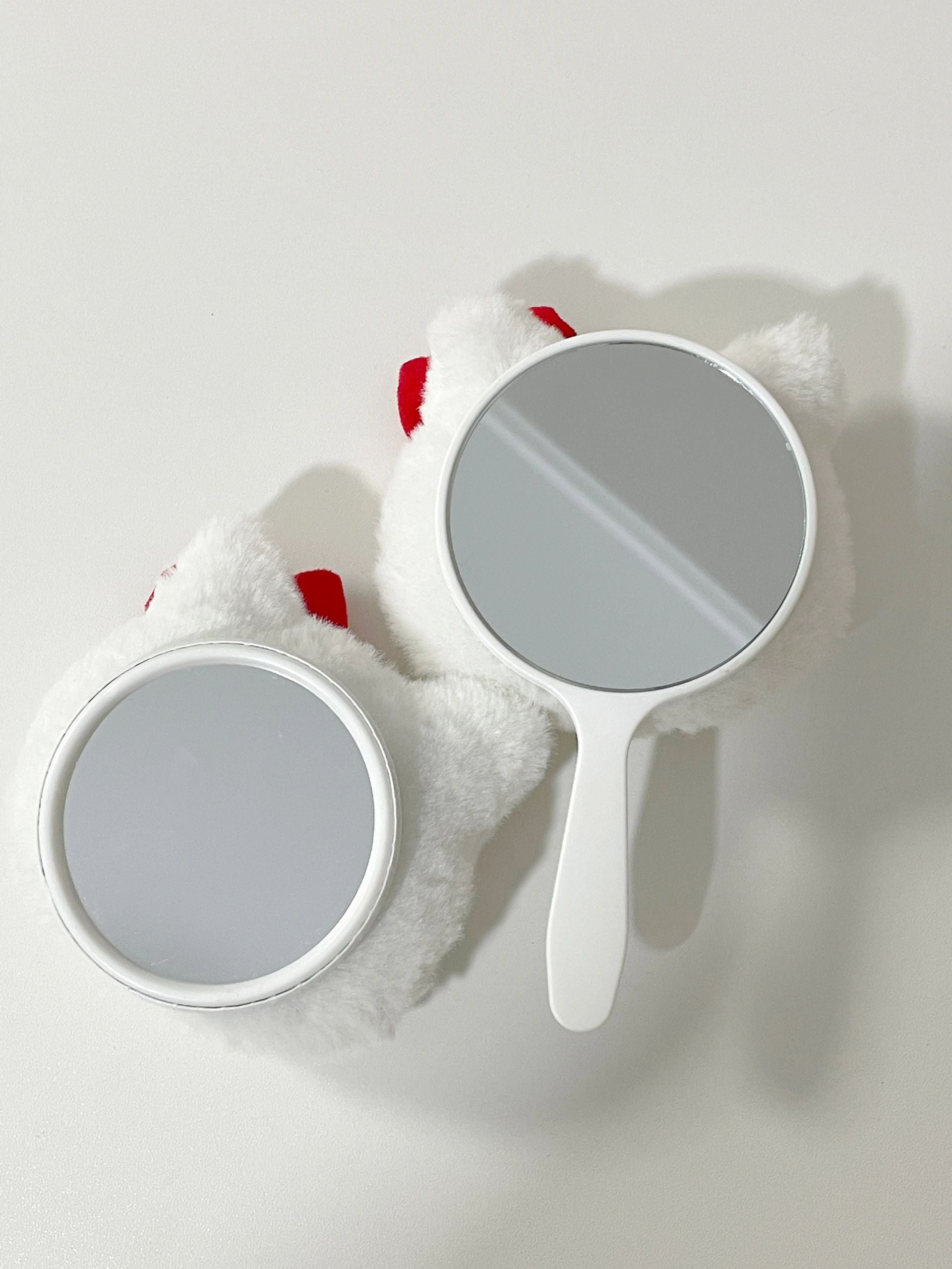 Hellokitty Plush Handheld Mirror, Small Cute Hand Held Mirrors for Girls Makeup travel Personal Cosmetic Mirror 2Pcs