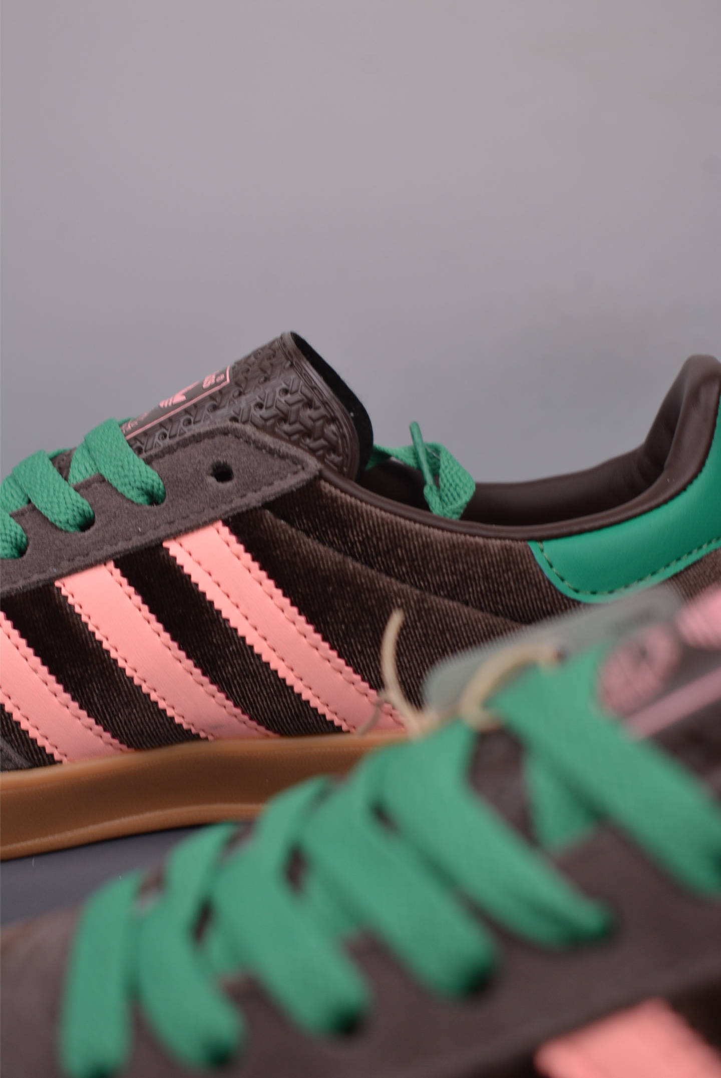 Adidas Gazelle Indoor Trainers Dark Coffee Pink Green JI2714