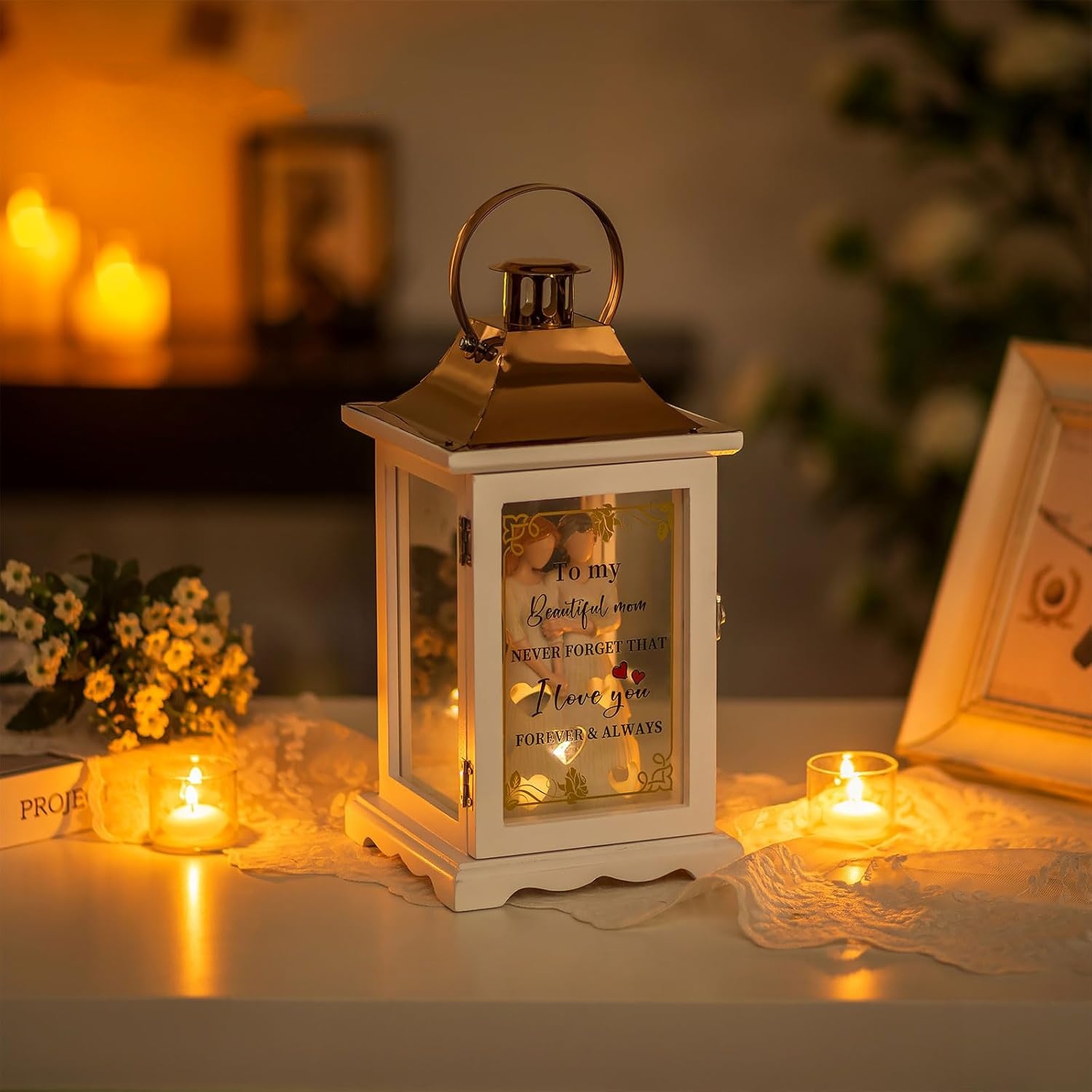 💖Mothers Gifts: Unique Decorative Lantern Sentimental Gift Ideas from Daughter Candle Holders Decor with Tealight