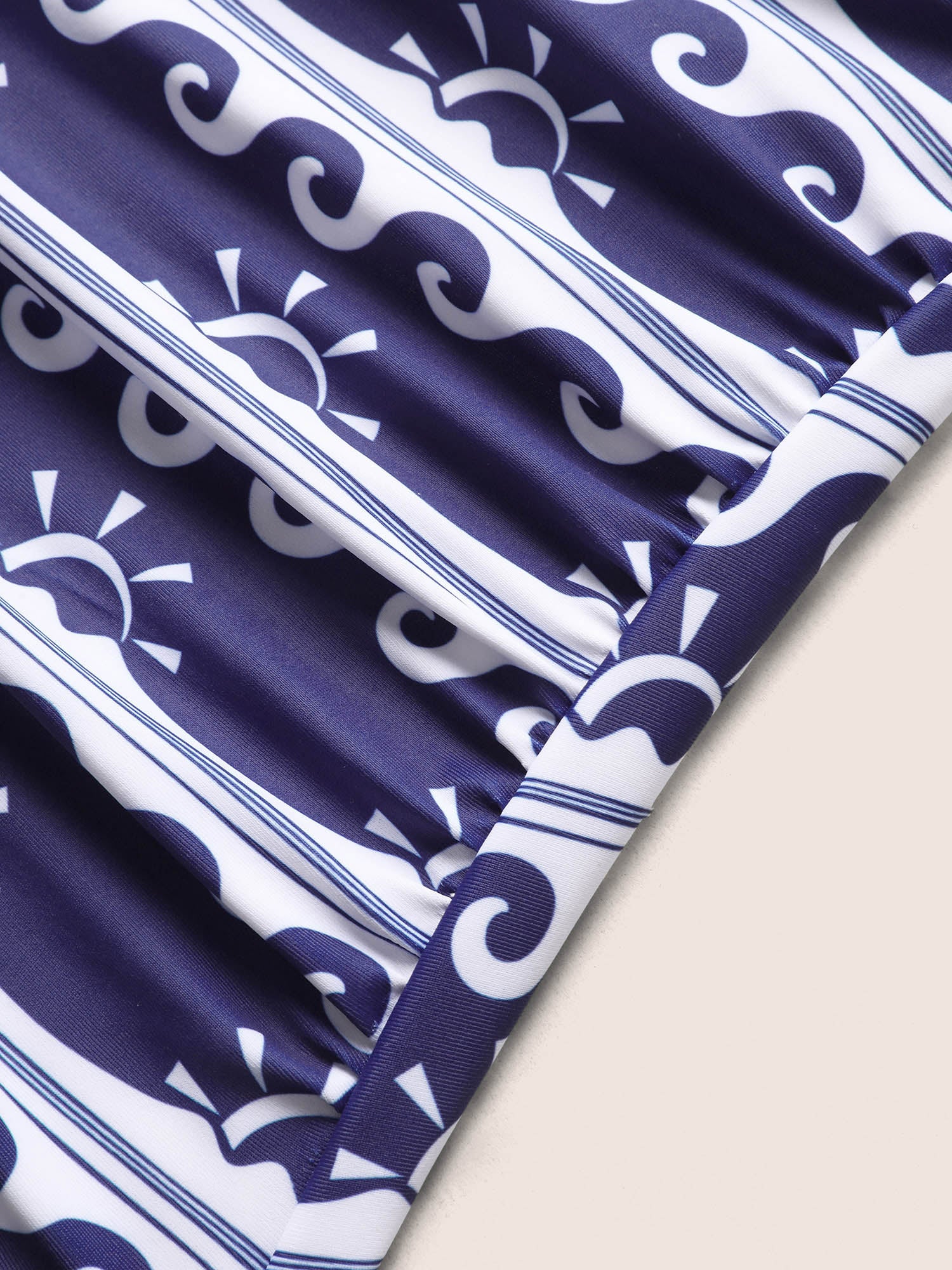 Marine Elements U Neck Gathered One Piece Swimsuit