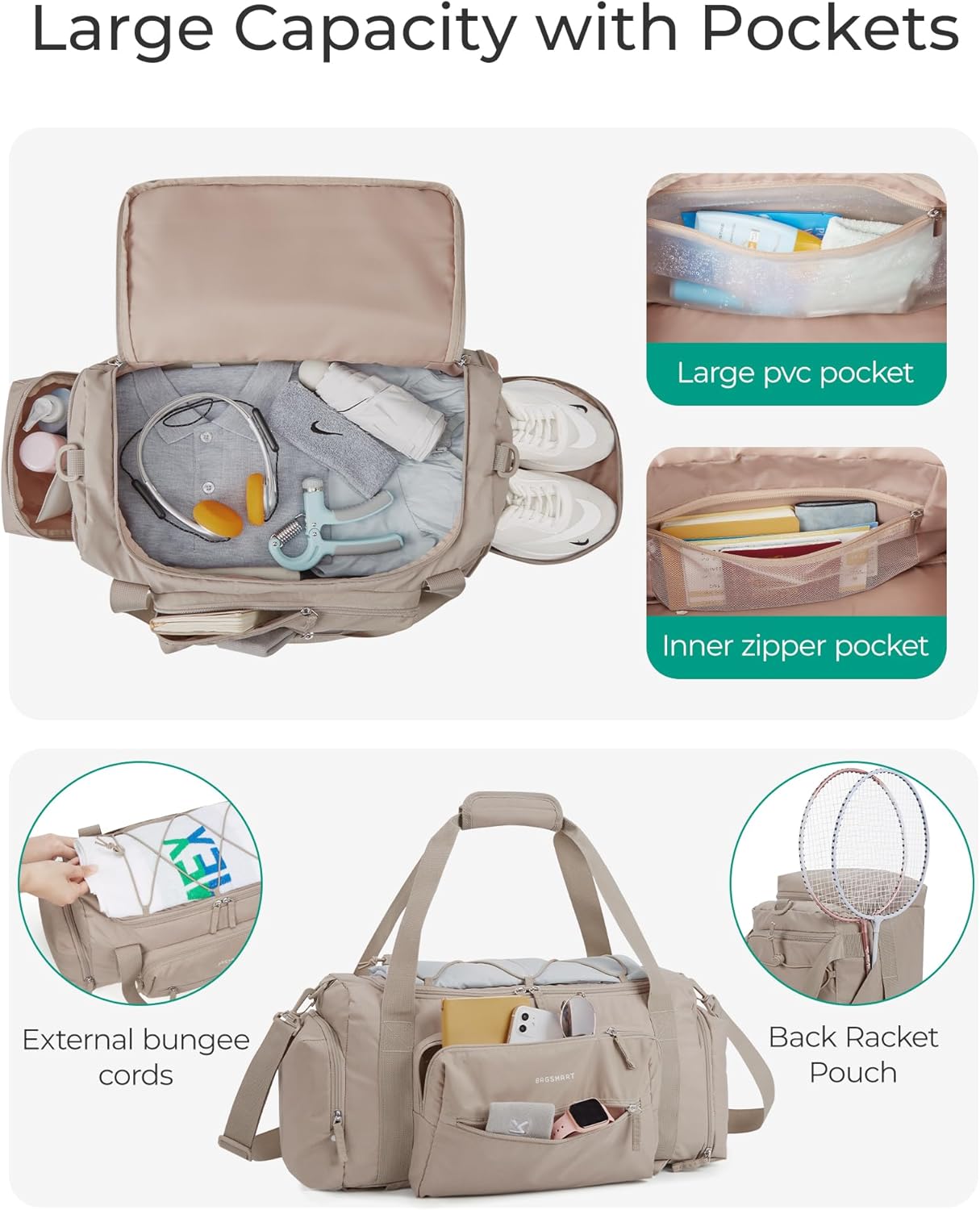🔥ON SALE 59% OFF🔥4-IN-1 Water Resistant TSA Lightweight Duffle Bag with Shoe Compartment & Wet Pocket