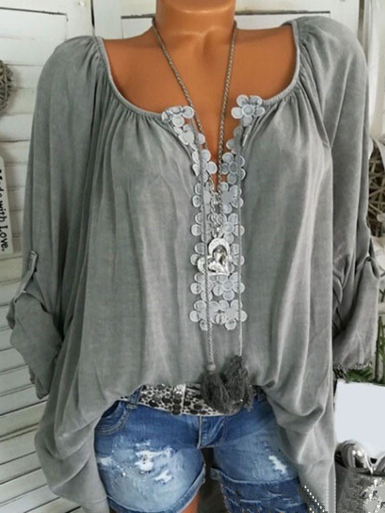 Solid Color Jacquard Weave Comfy T-Shirt