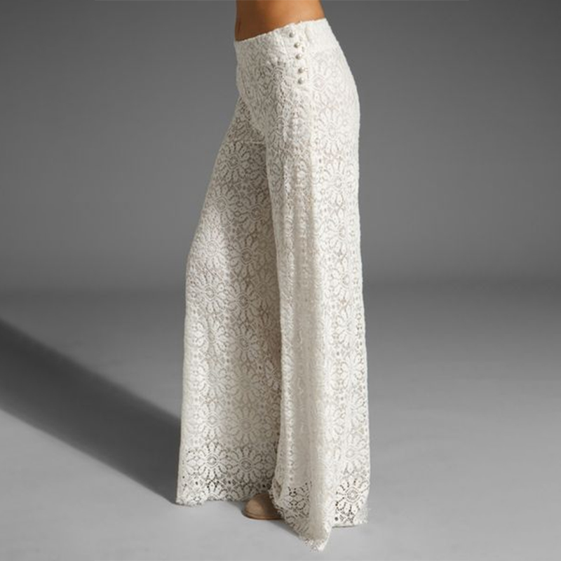 Floral Lace Flowy Wide Leg Pants