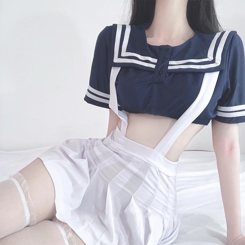Sailor Collar Suspender Skirt Lingerie Set