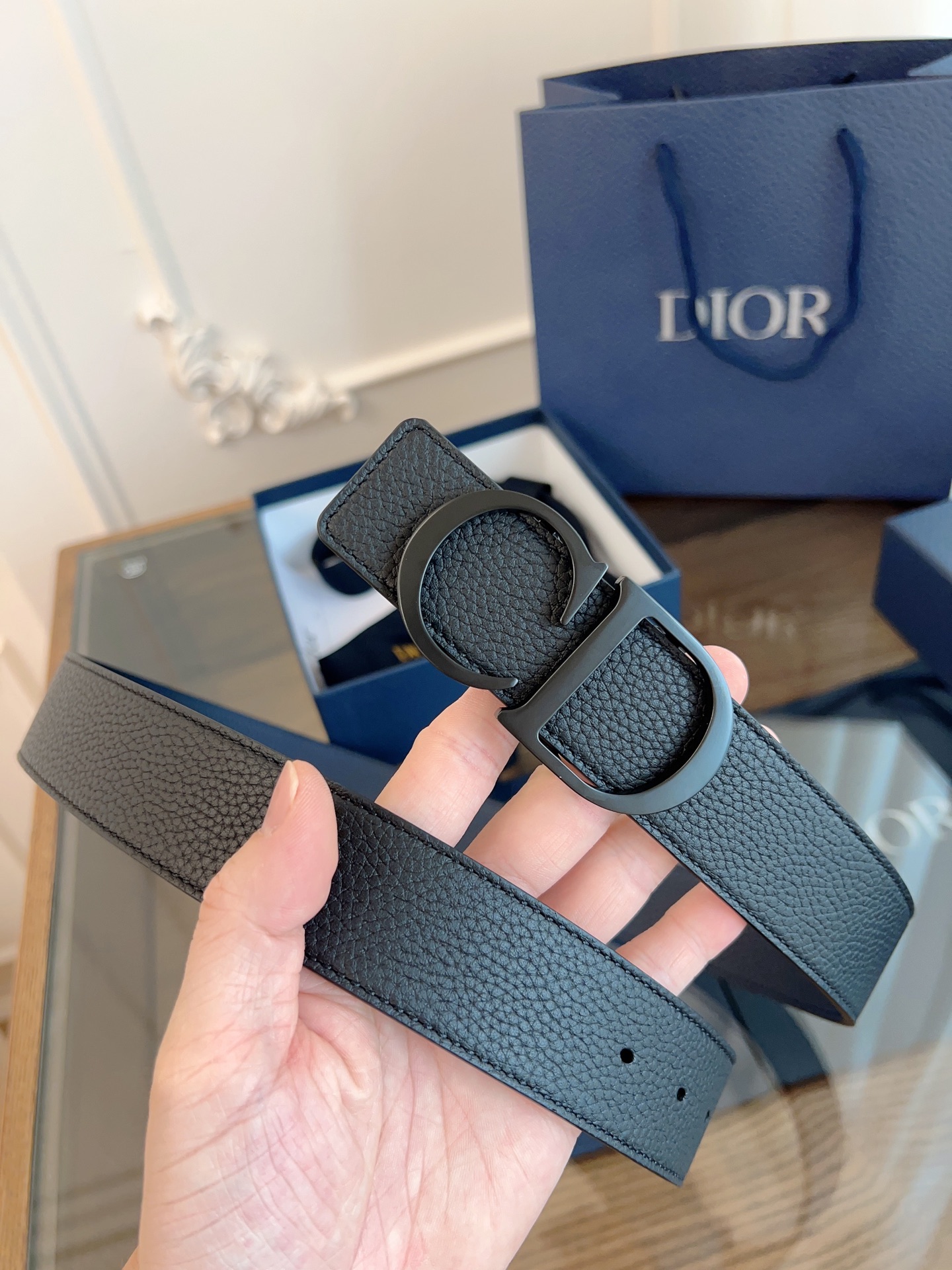 Dior double-sided leather belt 3.5CM wide