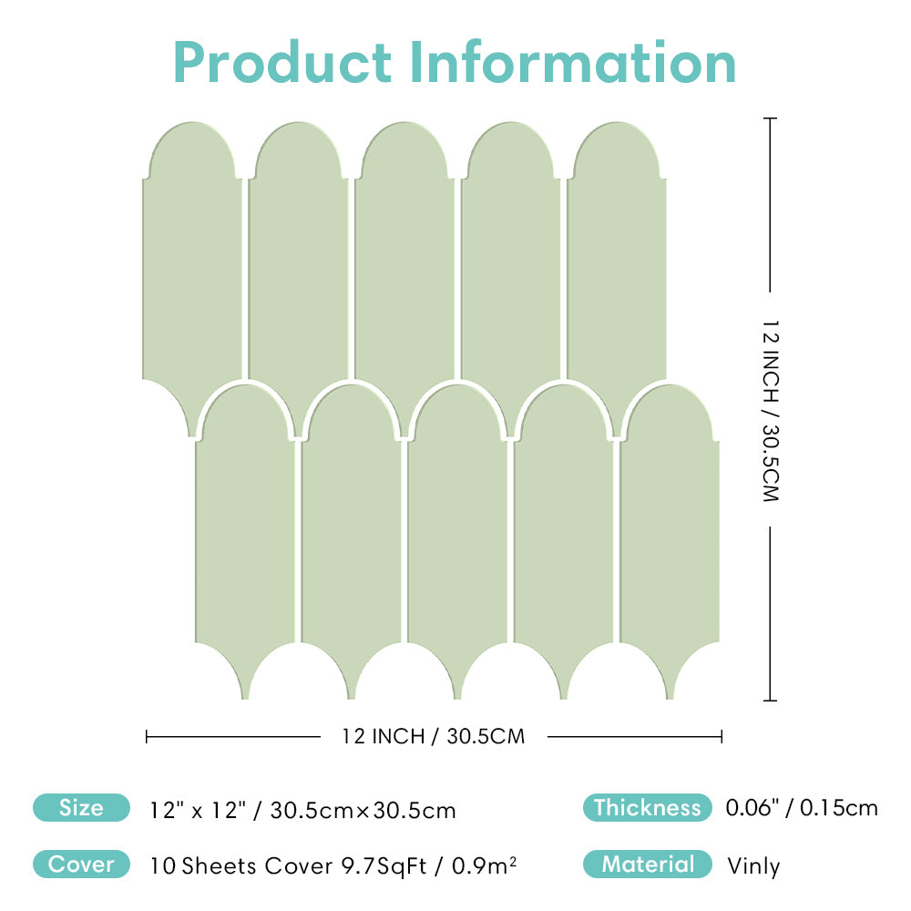 Olive Green Fish Scale Peel and Stick Tile Backsplash - Thicker Design