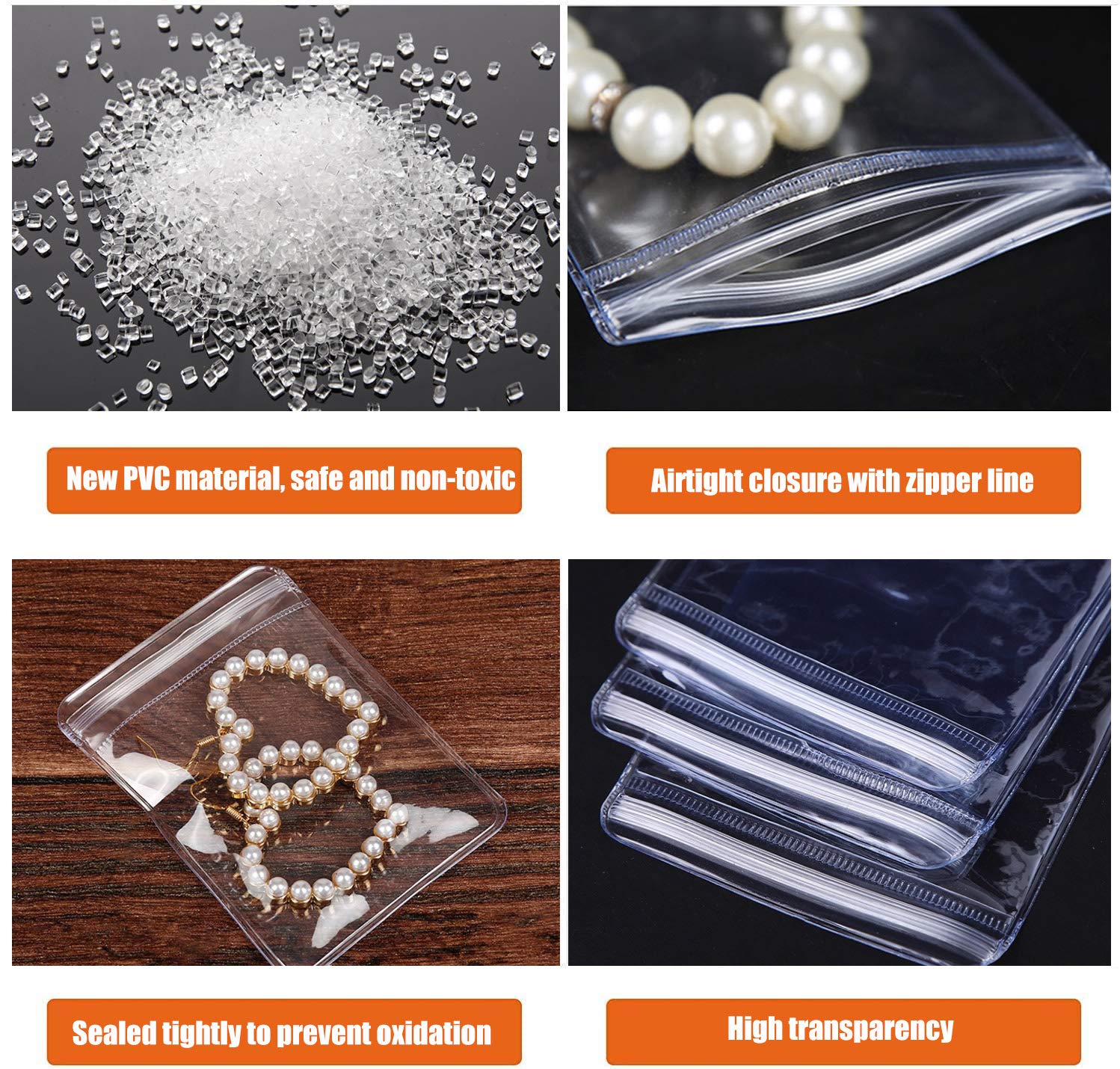 Portable rustproof jewelry bags in various sizes - Set of 10