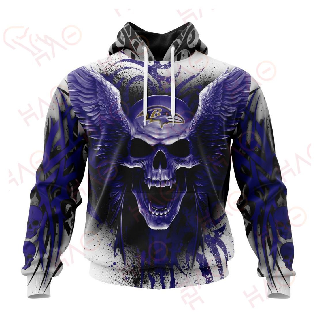 BALTIMORE RAVENS 3D HOODIE SKULL ART