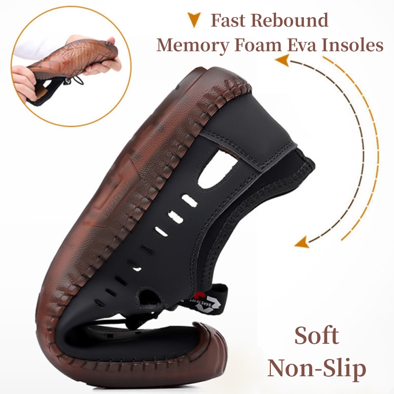 Soft Sole Genuine Cowhide Woven Summer Sandals