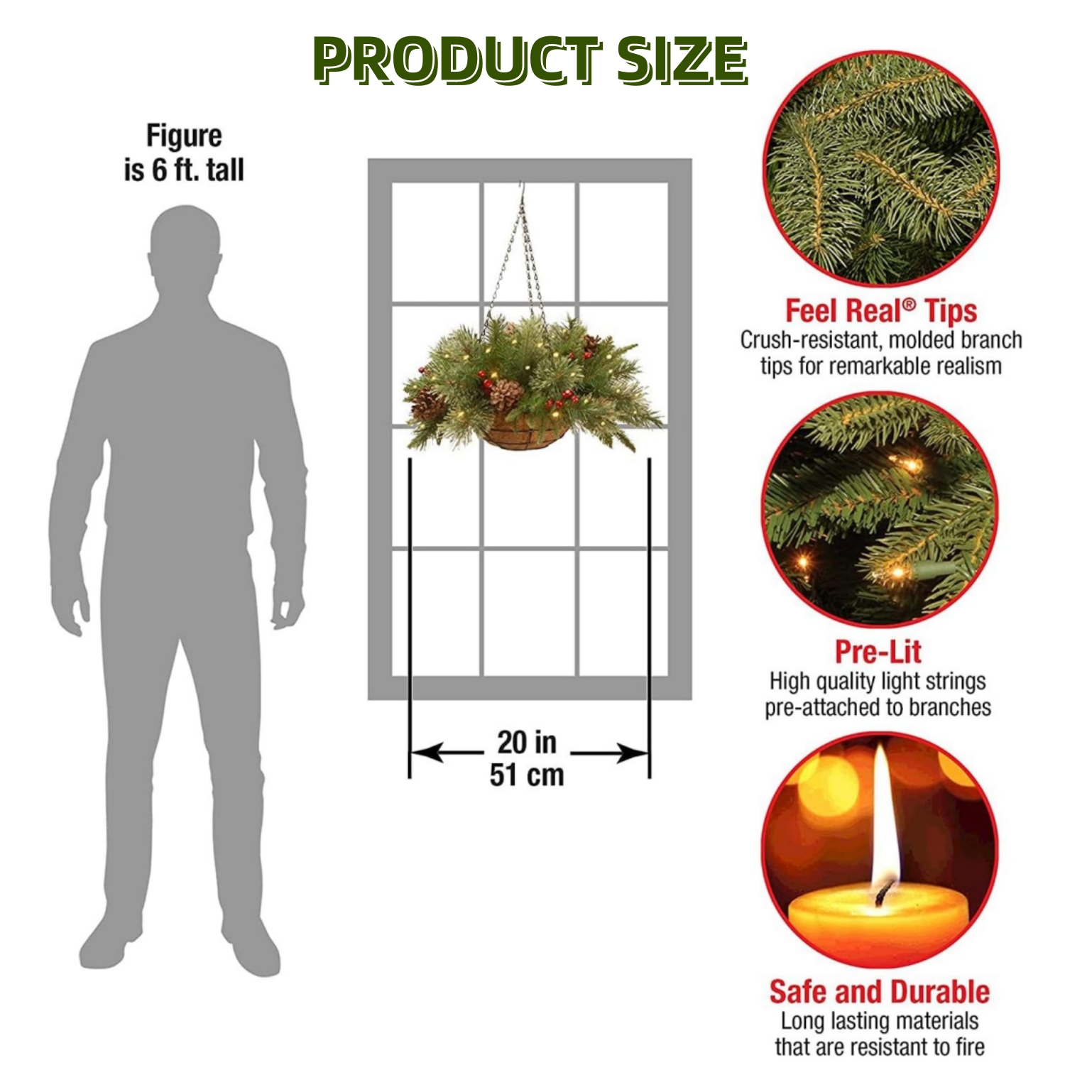 💥Early Christmas Sale💥- Lit 'Feel Real' Artificial Christmas Hanging Basket