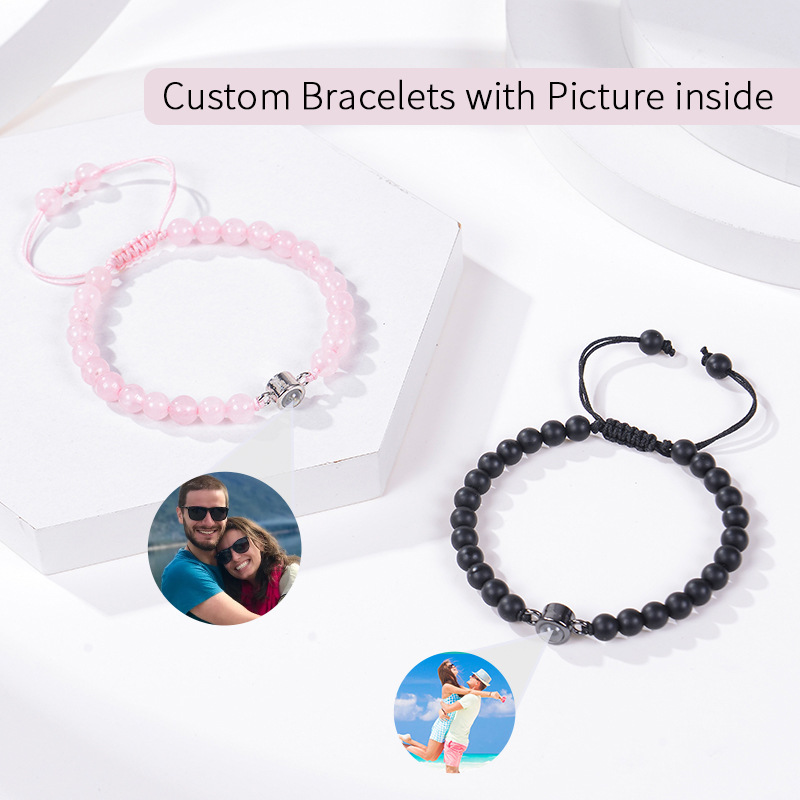 Personalized Photo Projection Beads Bracelet Sincere Gift For Her