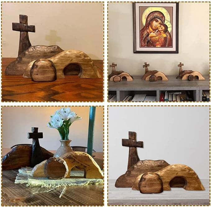 ✝️✝️Cross Easter scene wooden decoration