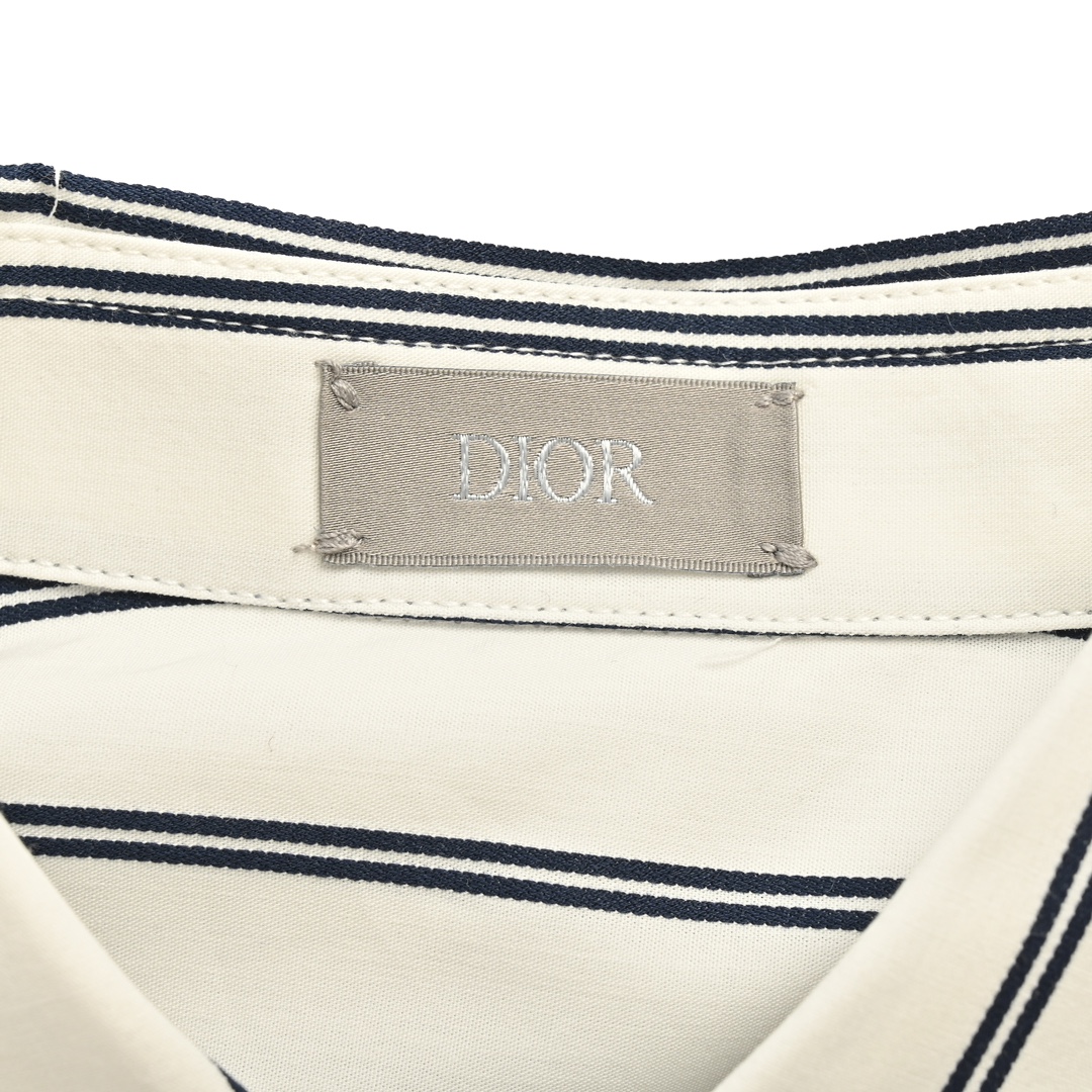 Dior 24Fw pocket embroidered striped shirt
