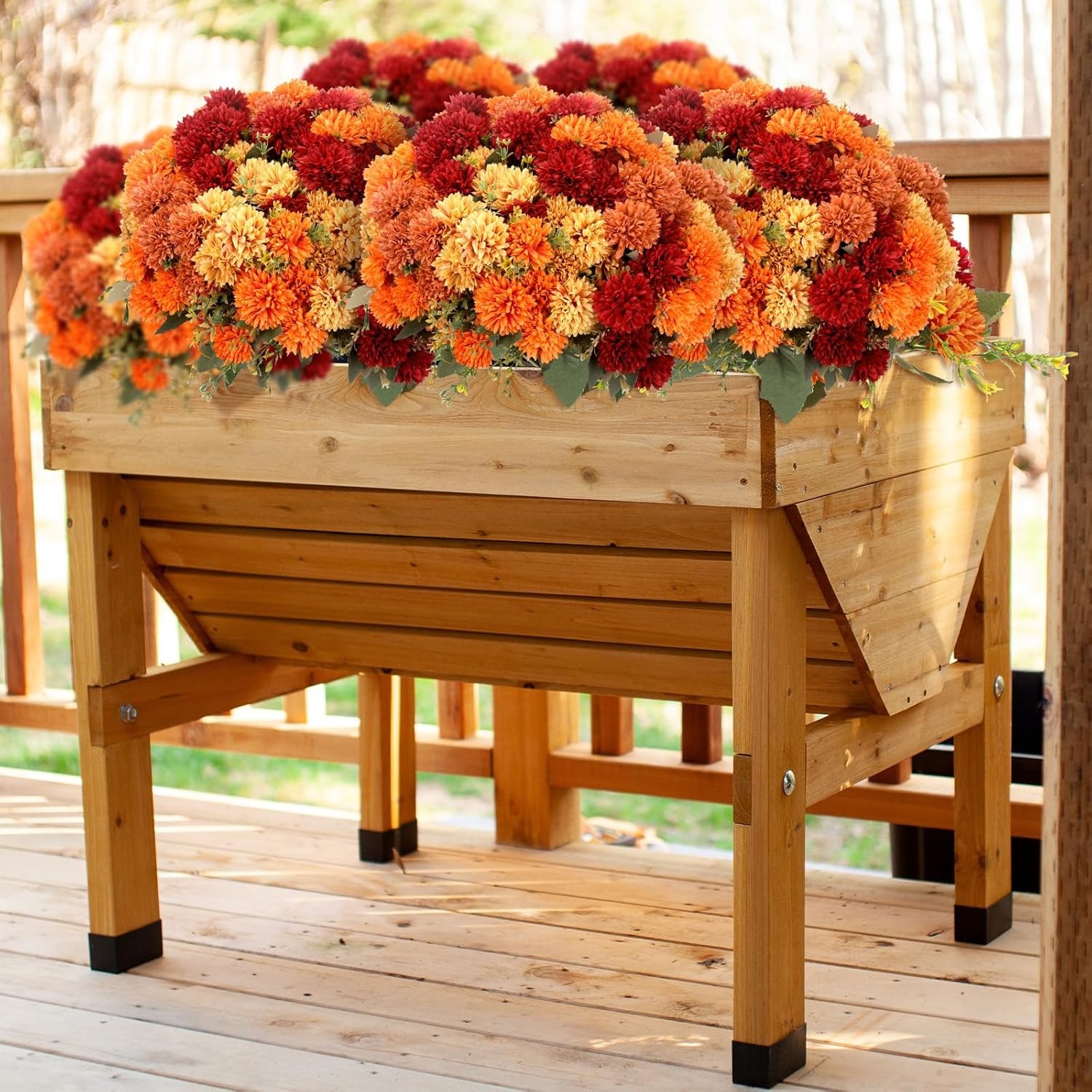 ⚡Flash Sale⚡Artificial Chrysanthemums Bouquet Burnt Orange Flowers - UV resistant, Waterproof, Windproof