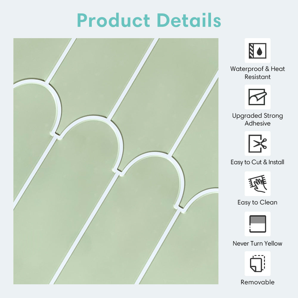 Olive Green Fish Scale Peel and Stick Tile Backsplash - Thicker Design