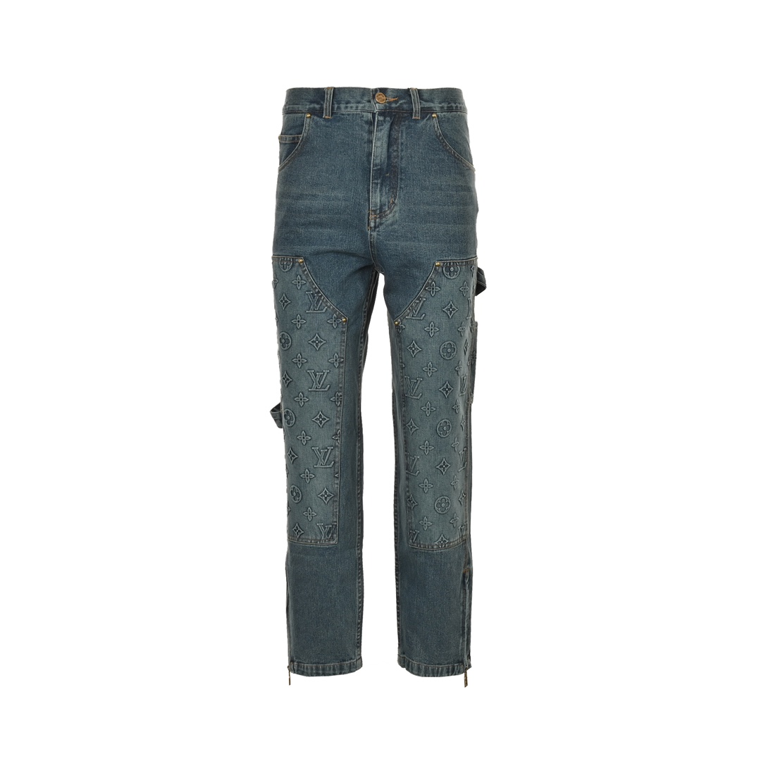 Louis Vuitton Embossed Monochrome Work Jeans