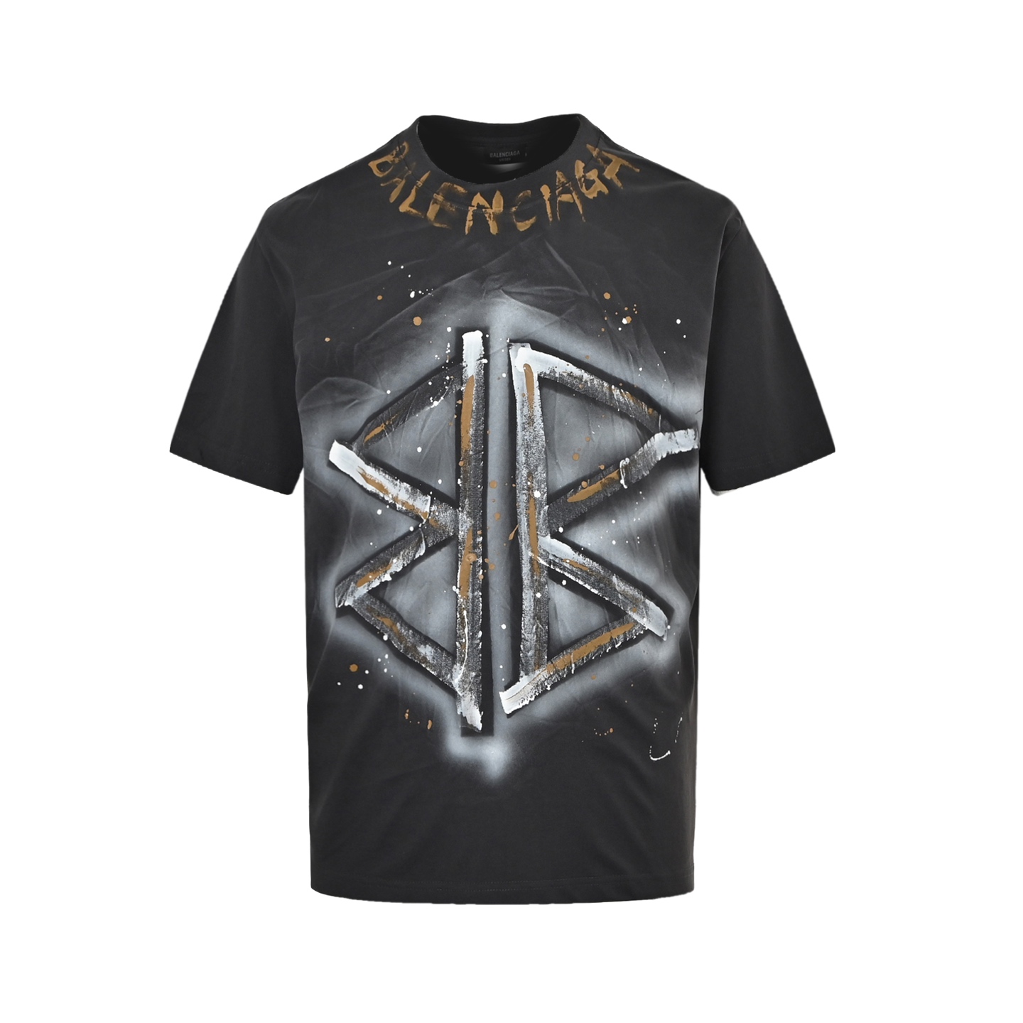 Balenciaga Double B Hand-painted Letters Washed Short Sleeve