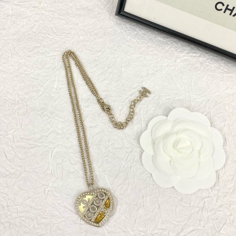 CHAN 23 Colorblock Oil Drop Hollow Heart Necklace