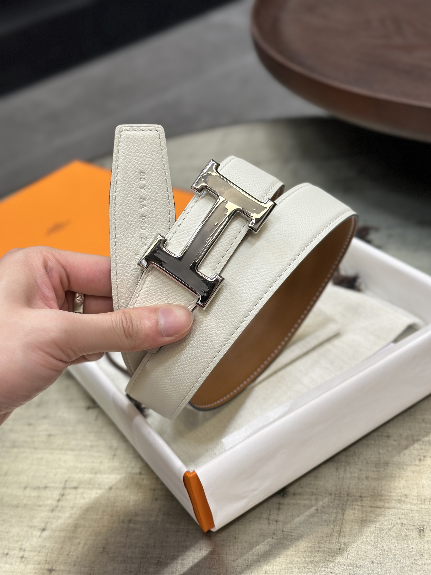 Hermès epsom double-faced calfskin belt 3.2CM wide