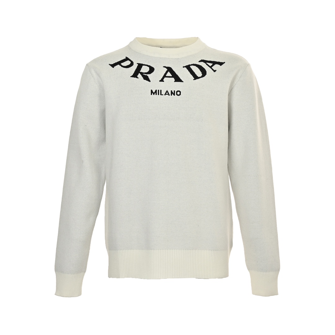 Prada 24Fw jacquard logo crew neck sweater