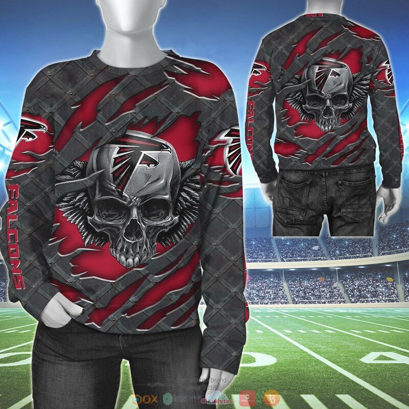 ATLANTA FALCONS WINGS SKULL 3D HOODIE