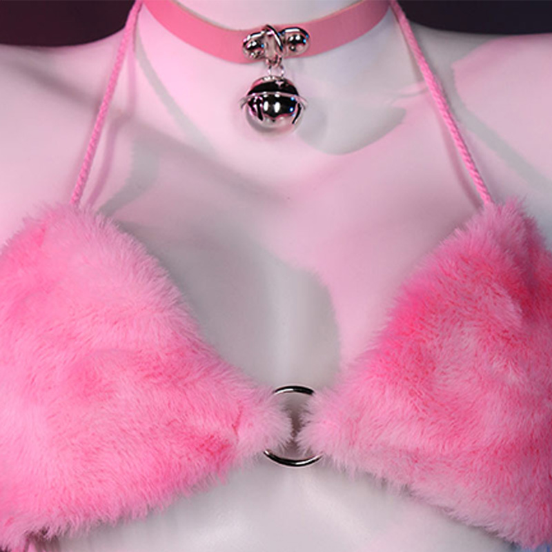 Cosplay Cartoon Kitty Paw Hooded Plush Lingerie Set