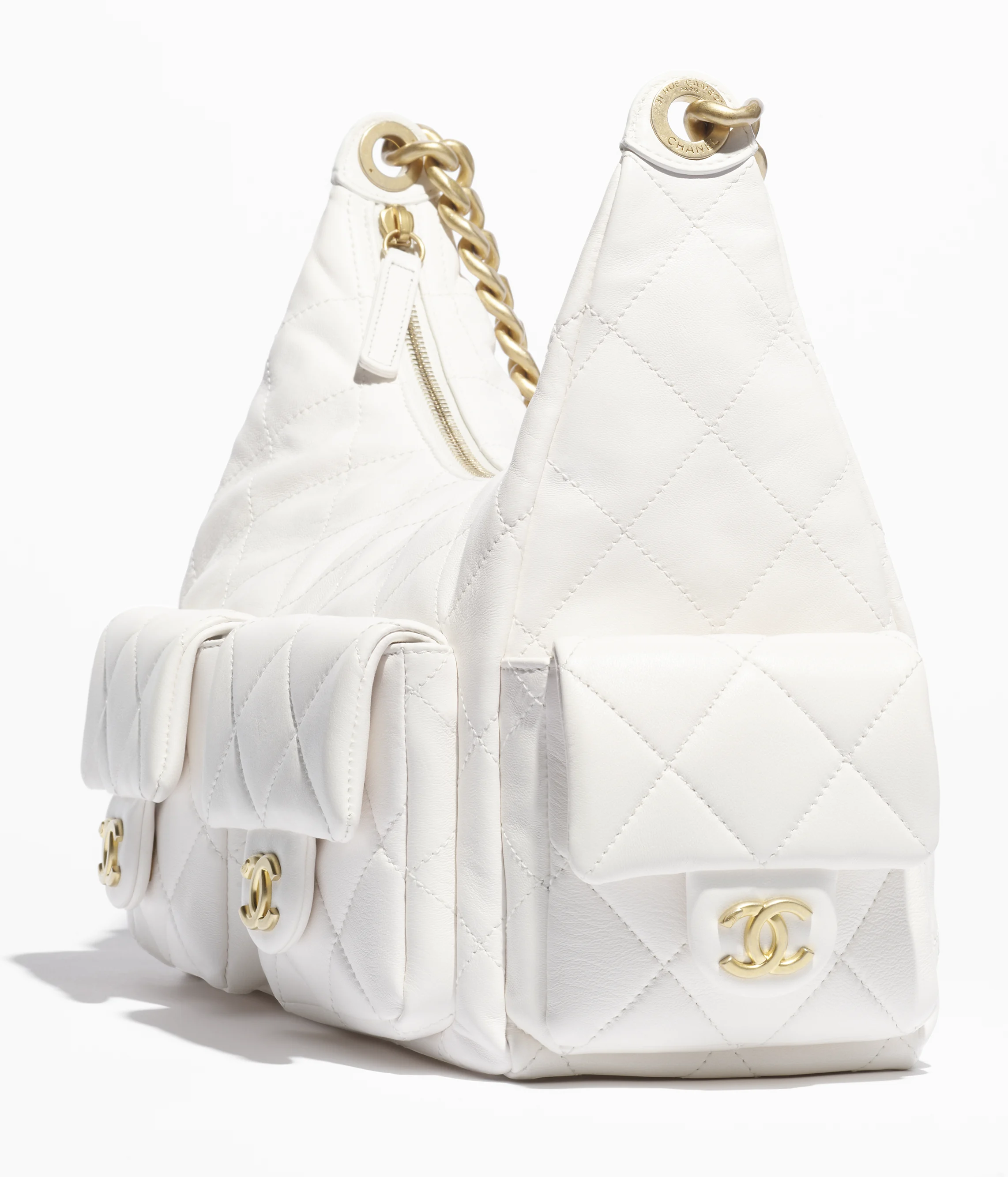 Chanel Maxi Hobo Bag Shiny Lambskin & Gold-Tone Metal White AS5302-B18791-10601