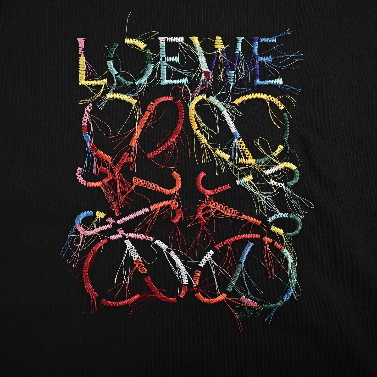 Loewe 25ss colorful tassel embroidered short sleeves