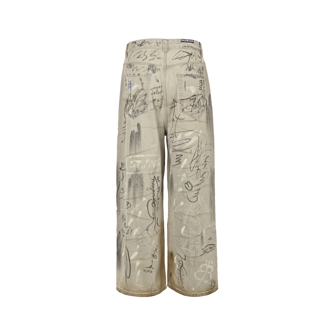 Balenciaga 24Fw catwalk graffiti jeans