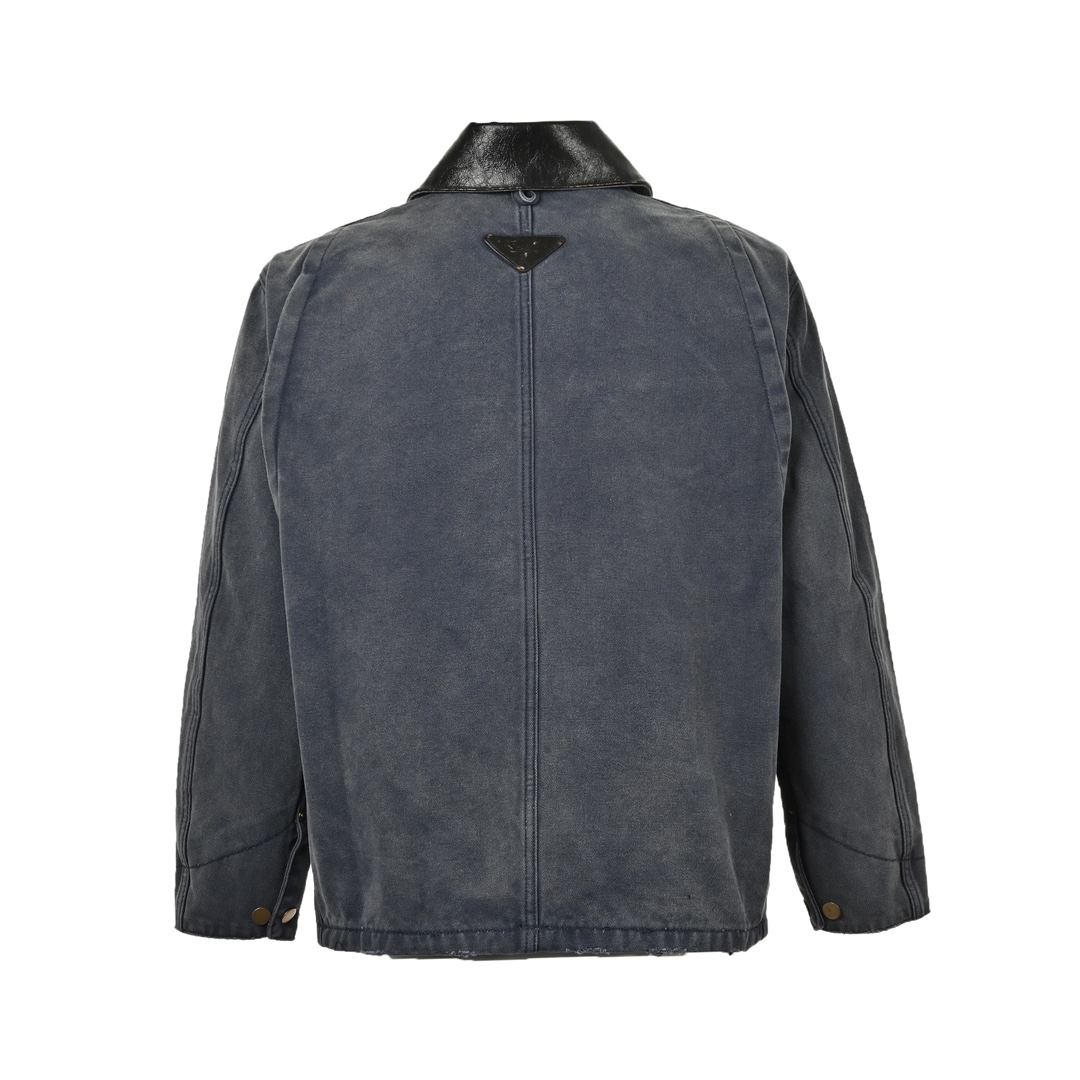 Prada 24Fw washed distressed canvas denim jacket
