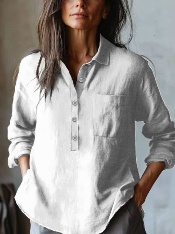 Women's Casual Loose Cotton And Linen Shirt