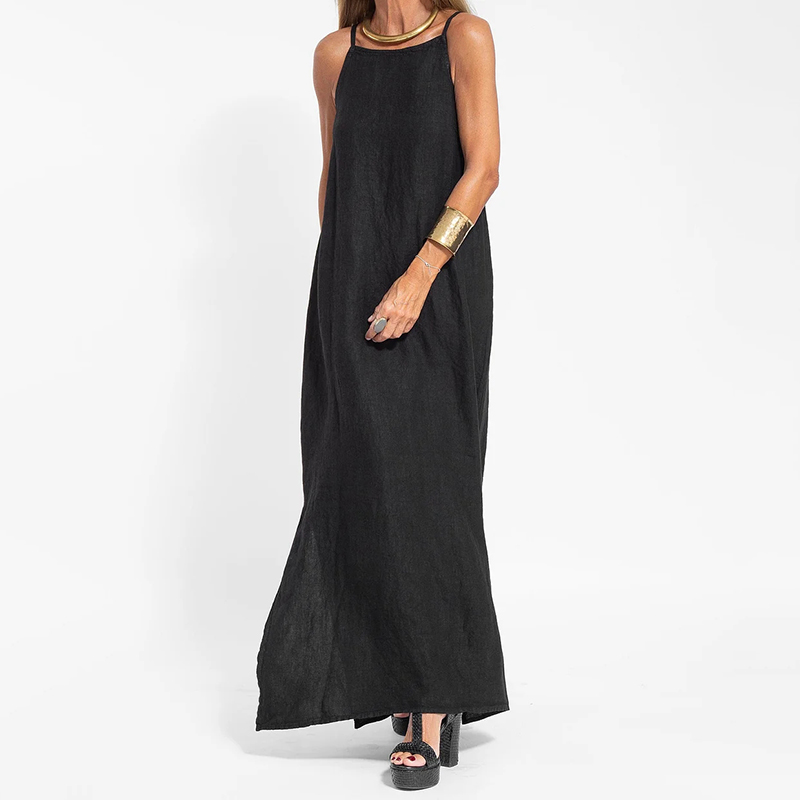 Retro Split Strap Comfy Maxi Dress