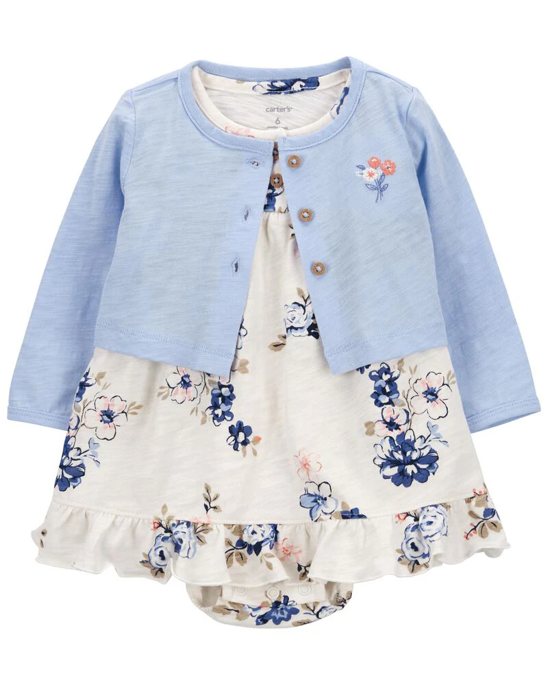 Carter's 2-Piece Bodysuit Dress & Cardigan Set