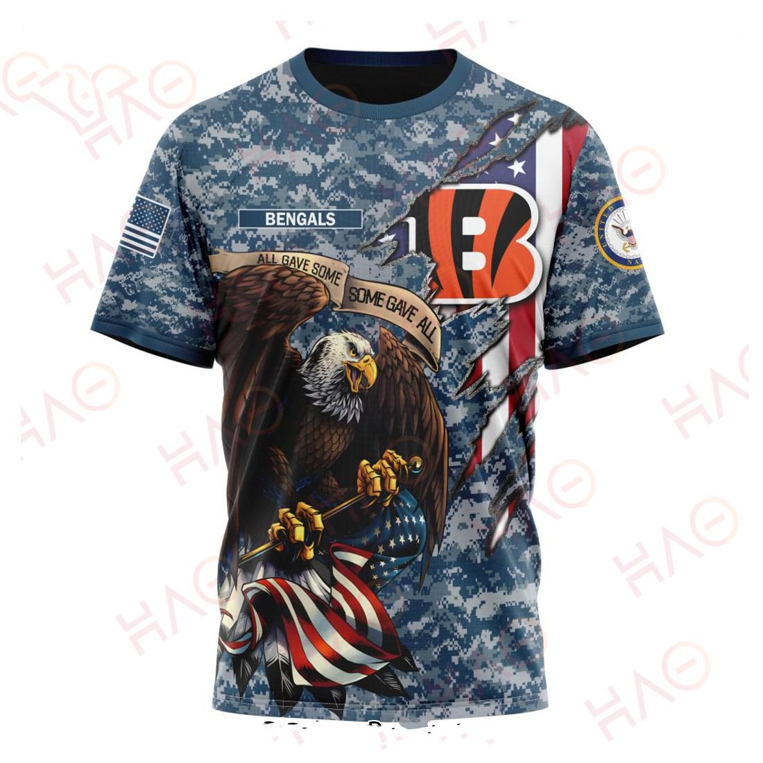 CINCINNATI BENGALS 3D HOODIE US NAVY VETERANS