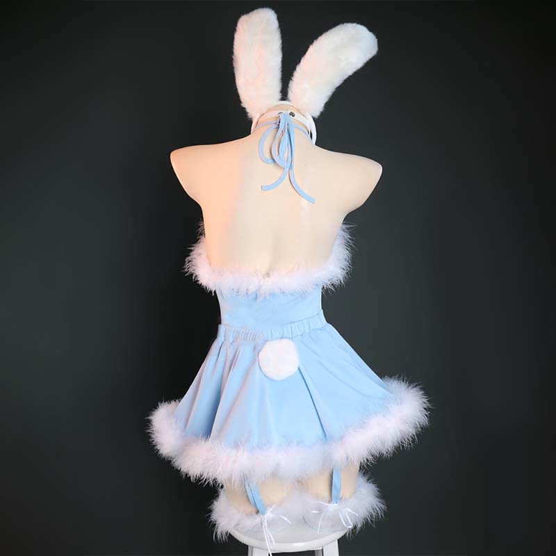 Cosplay Rabbit Heart Hollow Jumpsuit Short Skirt Lingerie