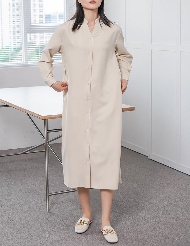 Spring Autumn Women Long Sleeve Loose Dress High Grade Windbreaker Dress Women Belt Adjustable