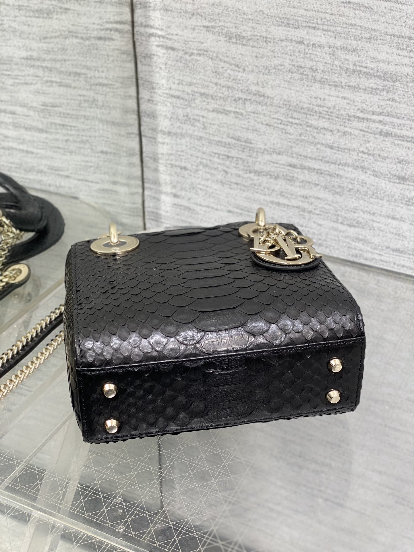 Dior Lady three-grid rare snakeskin Princess Diana bag