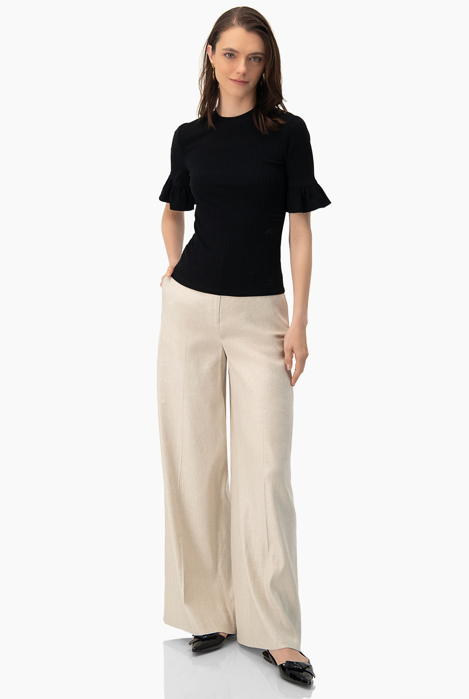 Blusa de manga corta de volantes