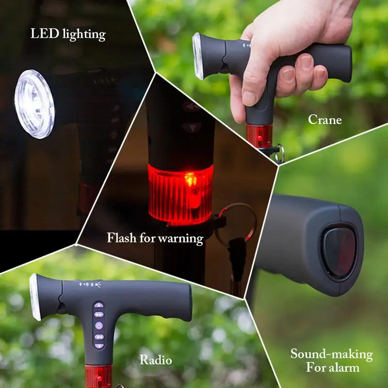🔥ON SALE🔥Telescopic Folding Cane With Alarm LED Radio
