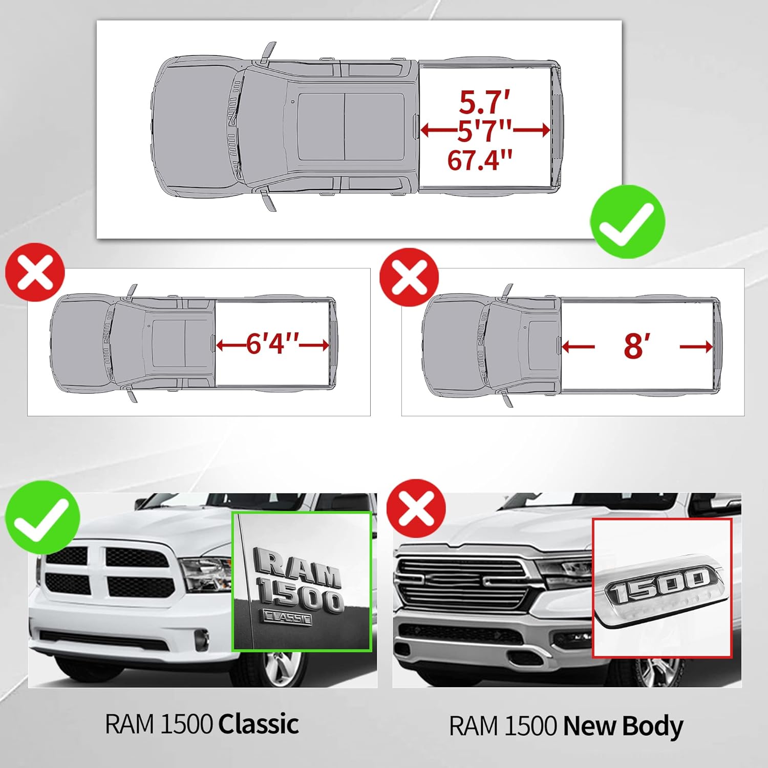 YITAMOTOR Soft Roll Up Truck Bed Tonneau Cover Compatible with 2009-2024 Dodge Ram 1500