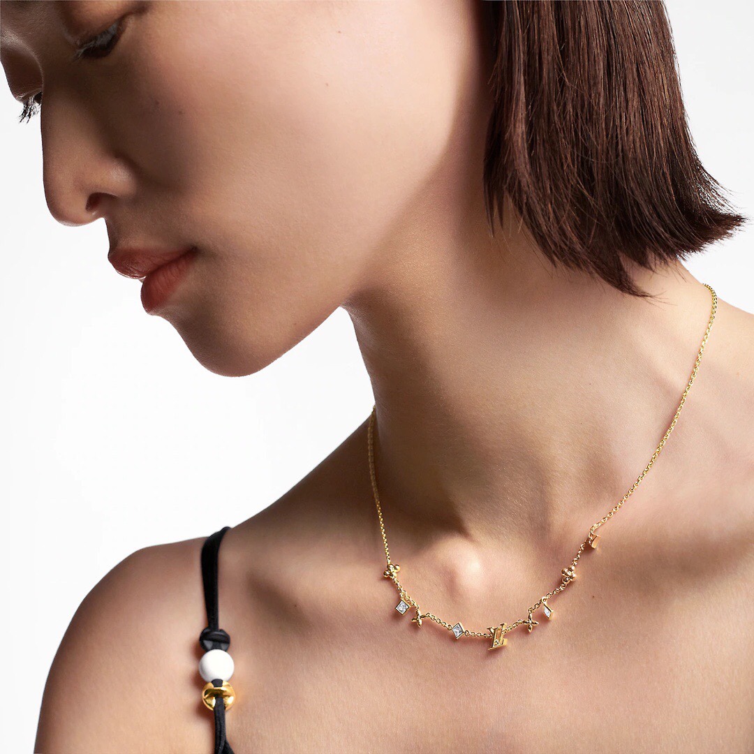 Louis Vuitton logo diamond necklace