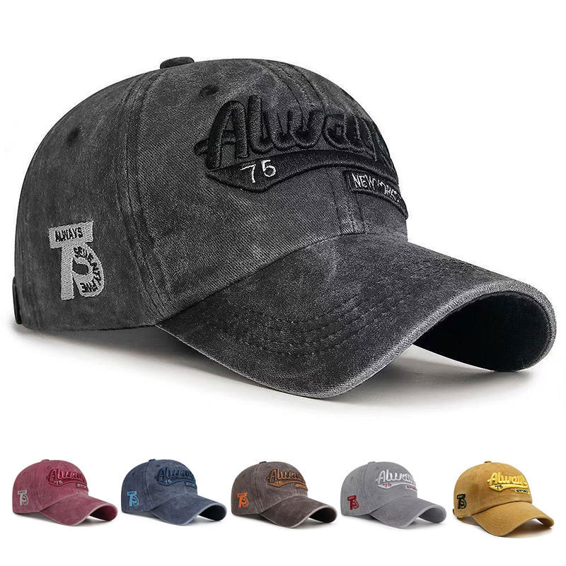 Men's 3D embroidered letter baseball cap、made of washed denim fabric、versatile and stylish、 suitable for both men and women.
