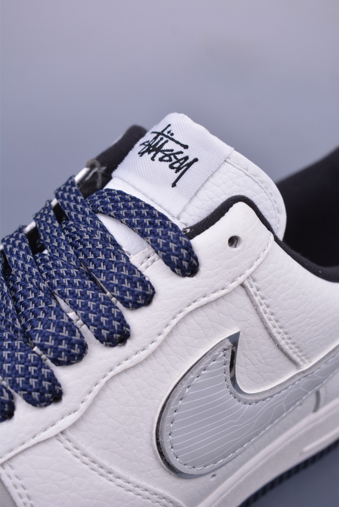 Stussy x Nike Air Force 1 07 Low Sneakers White and Blue HH7518-037