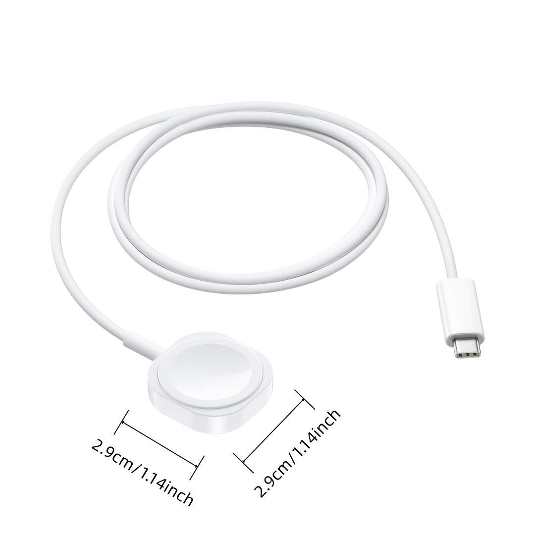 Magnetic Wireless Charger for Apple Watch - Fast Charging USB Cable, Compact and Efficient, Compatible with iWatch Series Ultra, SE, 1-10 - Sleek White Portable Design