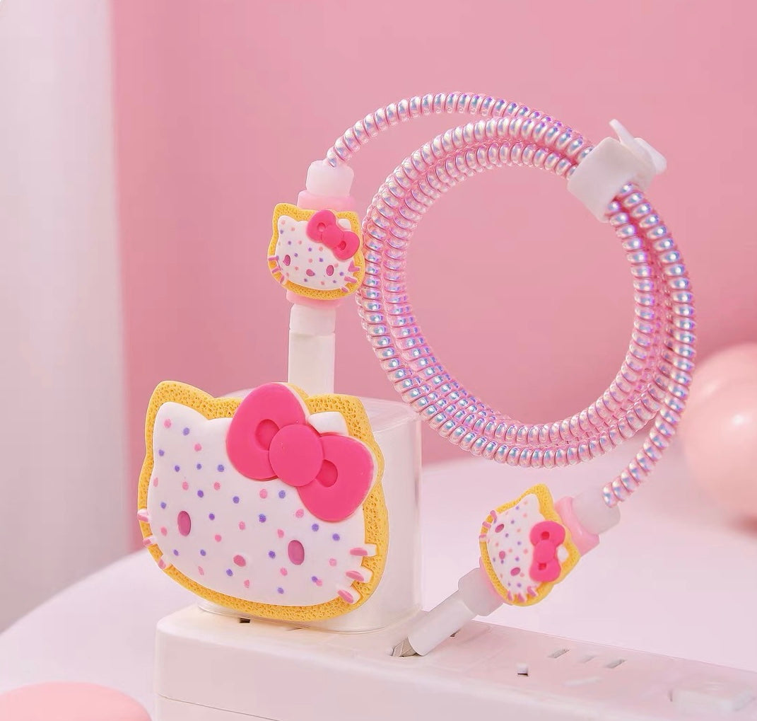 Sanrio Charger Protector Case - Compatible for Apple 20W USB-C Power Adapter and Lightning Cable