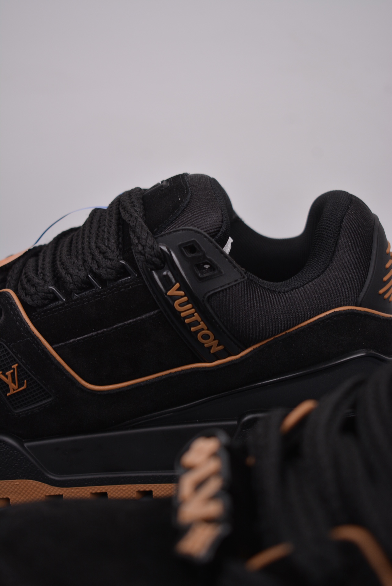 Louis Vuitton Trainer Maxi Low Sneaker Suede Black Brown 1ABM2Y