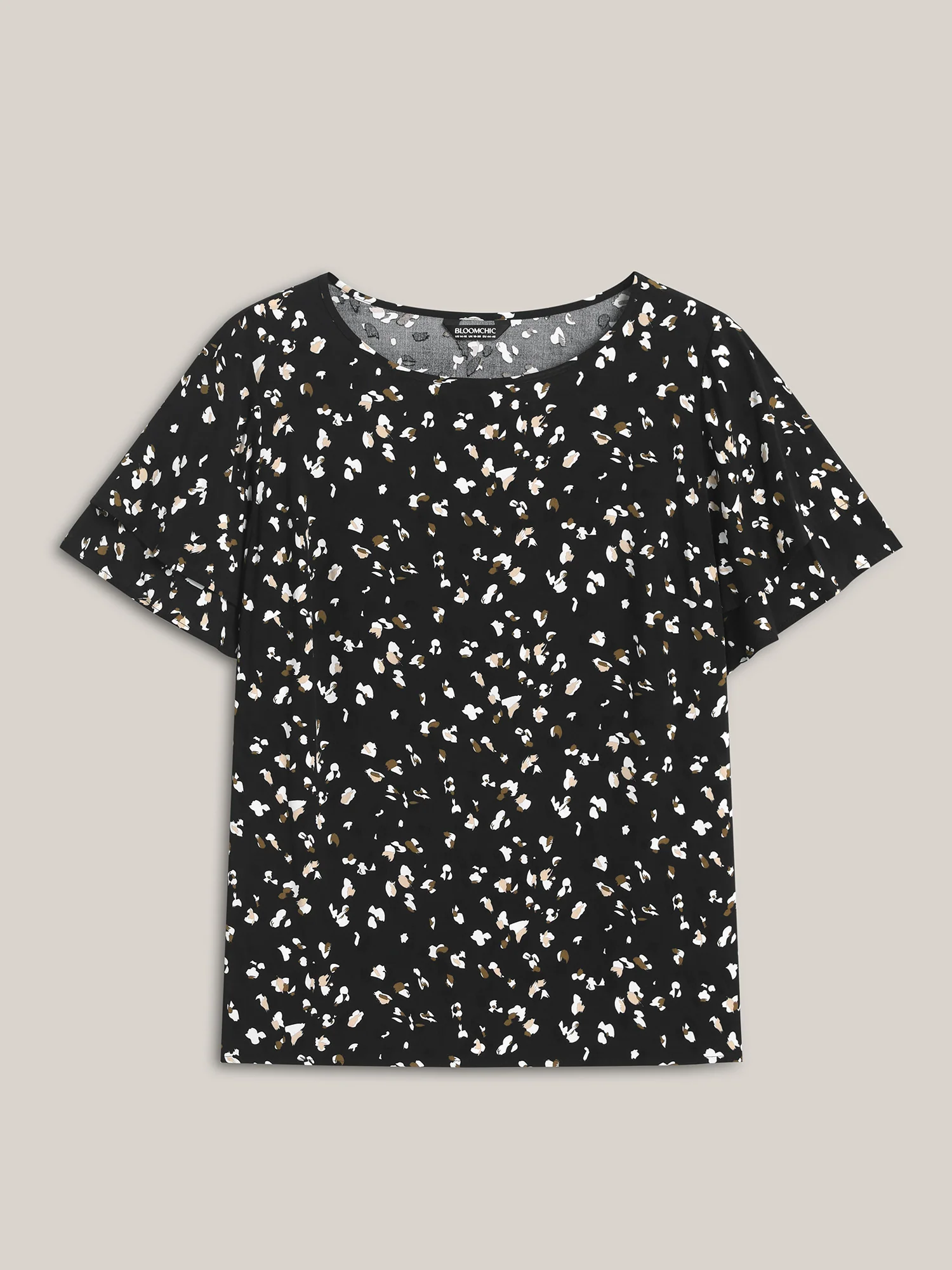 Leopard Dot Print Layered Sleeve Blouse